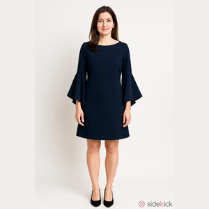 Vince Camuto Ruffle 3/4 Sleeve Navy Blue Dress